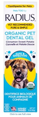 RADIUS USDA Organic Canine Pet Toothpaste 1 Unit, 3 oz, Non Toxic Toothpaste for Dogs, Designed to Clean Teeth and Help Prevent Tartar and Remove Plaque, Xylitol Free
