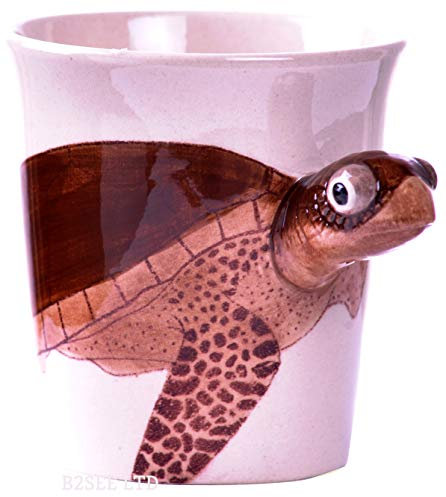 Schildkröten Tier Tasse Becher 3d mit Schildkröte Tier-motiv Keramik Tasse als Geschenk für Tierfreunde Tierliebhaber