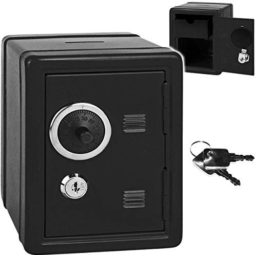 alles-meine.de GmbH Metall - Spardose Tresor Schrank - schwarz - mit 2 Schlüssel & Zahlenschloss/Kombinationsschloss - Geldtresor - Geldsafe - aus Sparschrank - stabile Sparbüc..