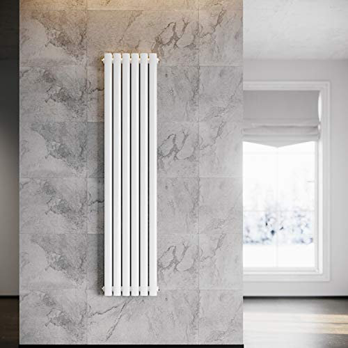 ELEGANT Radiateur Moderne Vertical Blanc 1600x354mm Design Radiateur Panneau Tubes Double Couche Radiateur Plat Raccordement Central Chauffage