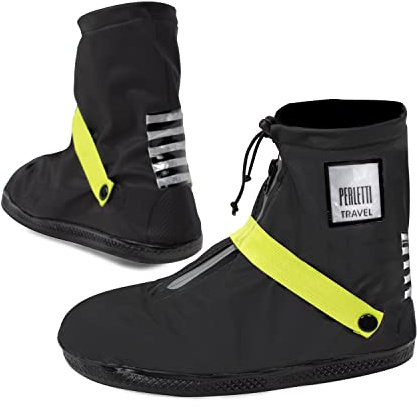 PERLETTI Copriscarpe Impermeabili Bassi Neri da Uomo Donna - Copri Scarpa Pioggia Fango Neve Catarifrangenti con Suola Antiscivolo - Galosce Antipioggia con Tallone Rinforzato (Verde Lime, S 36/39)