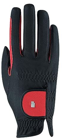 Roeckl Sports Guanti da equitazione MALTA, Unisex, Nero/Rosso 6.5