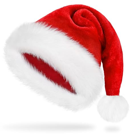 Weihnachtsmütze Erwachsene Nikolausmütze Damen Herren plüsche weihnachtsmann mütze Rote Santa Mütze Bequemes Dicker Klassischer nikolaus mütze aus Samt für festliche Partys im neuen Jahr