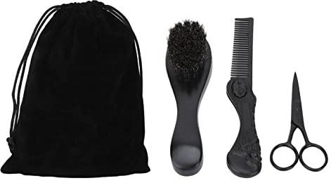 Kit de Modelado de Barba,Kit de Barba Kit de Cuidado de Barba Juego de Modelado de Barba Peine Plegable Tijeras Pequeñas con Bolsa de Almacenamiento para el Cuidado de la Barba