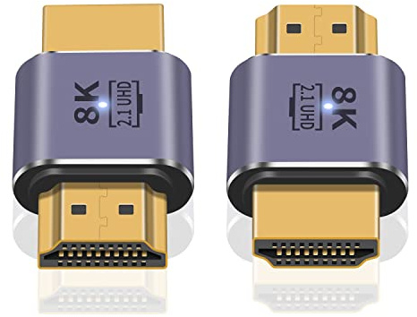 Poyiccot HDMI Male to Male Adapter 8K, 2-Pack 48Gbps UHD HDMI 2.1 Extender Coupler Converter Extension Connector (8K@60hz,4K@120Hz) Compatible with Video 3D HDTV, Switch, Xbox,PS5, Xbox