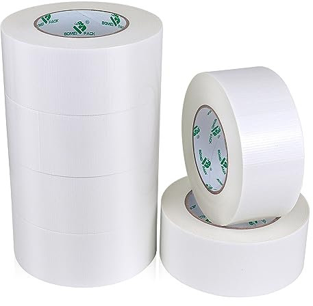 BOMEI PACK Panzertape Wasserfest Gaffa Tape 50mmx50m extra stark Weiß– 6 Rollen Wasserdichtes Reparaturband gewebeverstärktes Duct Tape