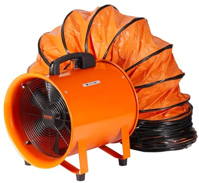 VEVOR Ventilateur d'Extraction 145 W Extracteur d'Air Conduit Industriel 203 mm Tuyau d'Extraction 10 m Volume d'Air 1733 m3/h Ventilateur Évacuation d'Air pour Extraire Poussière Fumée Maison Travail