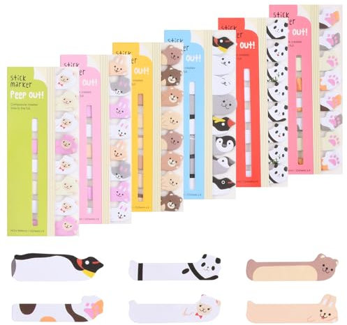 Volumoon 6 Set Haftnotiz Klein, Mini Haftnotizen Tiere, Haftnotizen Klebezettel, Klebezettel Bunt, Haftmarker, Sticky Index Tabs zum Markieren Und Hervorheben Von Seiten, für Schule Büro