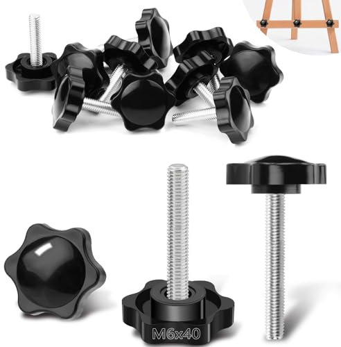 Ziamzra 20 Stück Rändelschraube M6 x 40mm Flügelschrauben Sterngriffschraube mit Sterngriff DIN912 Sternschraube M6 Schrauben für Werkzeugmaschine Maschine Anziehen Geräte Drehmaschine Instrument