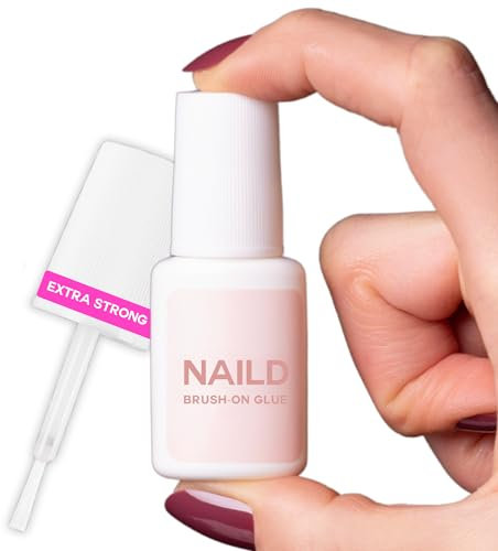 NAILD Brush on Nail Glue – hochqualitativer Nagelkleber für Kunstnägel in kompakter Größe – Extra stark – Nagelkleber mit präzisem Pinselapplikator – Langanhaltend & UV-kompatibel