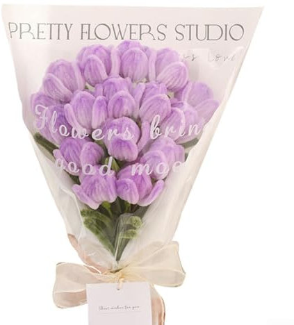 Handgefertigtes Tulpenstrauß-DIY-Set für lustige Familienbastelarbeiten und unvergessliche Anlässe (lila)