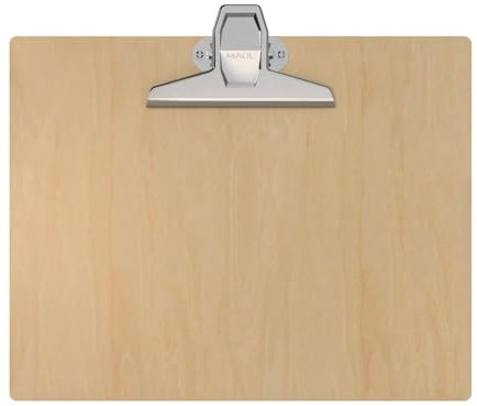 MAUL Klemmbrett A4 MAULtilia | Hochwertiges Klemmbrett Holz im A4 Querformat | Stabiles A4 Klemmbrett zum Aufhängen | Clipboard mit Vintage Klemmer | 26 x 30.7 x 3.74 cm | Braun