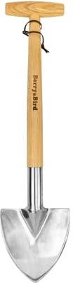 Berry&Bird Perennial Spade, 21.6''Long Trowel for Gardening Root Cutting Tool with Sharp Stainless Steel Blade, Wooden Handle Small Shovel Hand Edger Garden Tool for Planting, Digging & Transplanting