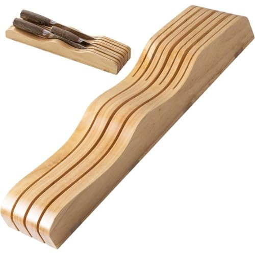 Glixoft Portacuchillos De Madera, Soporte Portátil para Cuchillos, Organizador De Cuchillos De Cocina, Tijeras Y Cubiertos.