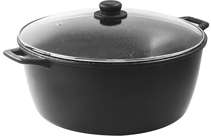 zanetti, Casseruola XL Chef, Pressofusa Antiaderente, Adatta a Tutti i Piani Cottura, Incluso Induzione, Fondo 6mm, Coperchio in Vetro, Manici in Silicone, Diametro 32 cm