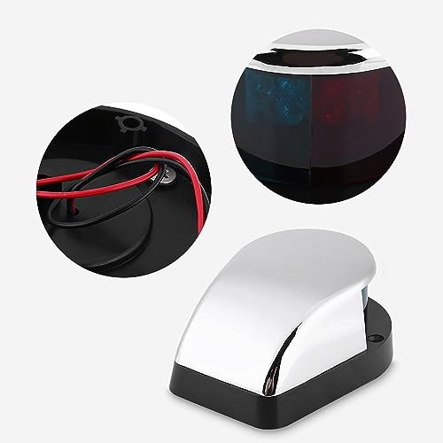 ZDETGU 12V Marine LED Navigation Light, Bi Color Boat Yacht Signal Lamp with Ultra Bright LED Beads, for Bow Stern Safety Zinc Alloy Cover Easy Installation