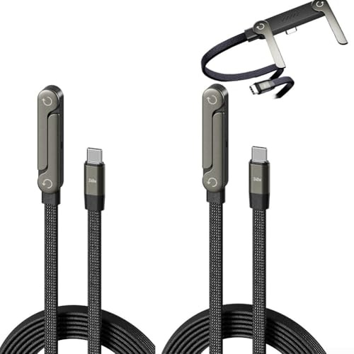 Caricatore Telefono Laterale, Ricarica Rapida 240W, Caricatore Invisibile 2-in-1 Usb C, Cavo Lungo 1.5m/4.9ft Con Supporto Telefono Integrato Per Smartphone Tablet (2 pezzi 240W C-C)