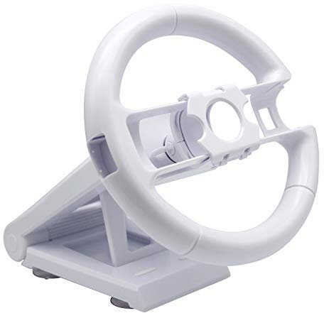 OSTENT Multi-angle Racing Game Steering Wheel Stand Compatible for Nintendo Wii Console Controller Color White