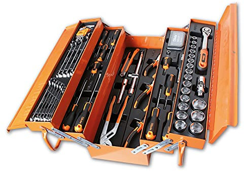Beta 2120L-E/T91-I - Cassetta Porta Attrezzi In Metallo Con Set Di 91 Attrezzi Per La Manutenzione Generale, In Termoformato, Contiene: Chiavi A Bussola, Chiavi Maschio, Prolunghe, Pinze