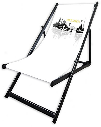 MultiBrands® Aluminium-Liegestuhl, ohne Armlehne, Schwarze Lasur, klappbar, Skyline Dresden