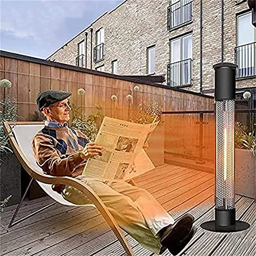 Calefactor para la terraza Calefactor exterior infrarrojos Calentador de exterior de 1500 W, calentador de torre, resistente al agua, apagado por volcado para calentador de balcón, calentador de terr