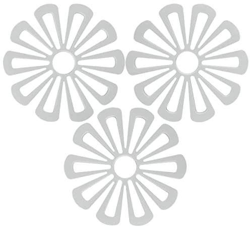 KingmateTopflappen & Untersetzer aus Silikon 3er-Set, Kreative Blütenblätter rutschfest Topfuntersetzer, Familie Platzdeckchen Isoliermatte, Spülmaschinenfest, Hitzebeständigkeit, Grau