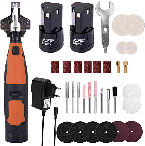 Kit per affilare catene per motoseghe elettriche a batteria con 2 batterie Set di strumenti per affilare 20000 giri/min Sierra Multifunzione Maquina (Nero)