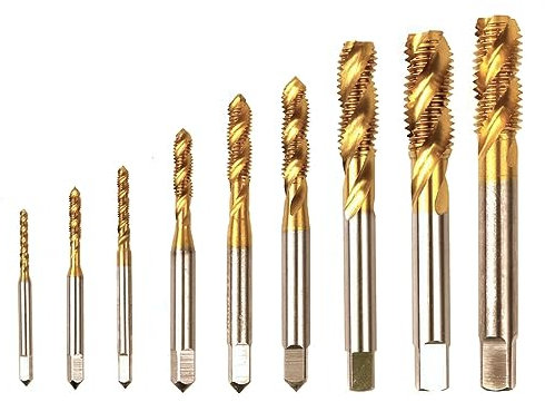 Bestgle 9 Pcs Brocas para Metal, Brocas para Rosca HSS Macho de Roscar Grifo con Revestimiento de Titanio Tornillos de Taladro M2 a M12 y Macho para Taladrar Roscado Avellanado