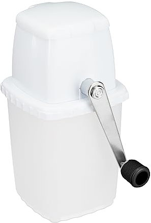 Relaxdays Picador Hielo Uso Manual, Granizadora con Manivela, Picahielos para Cócteles, Ice Crusher Frappé, Blanco/Negro, 24 x 12,5 x 16 cm