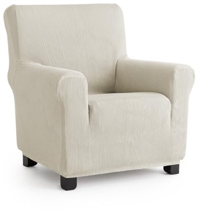 MAXIFUNDAS | Funda de Sofá Elástica 1 Plaza Color Marfil - Extrasuave y Antideslizante - Modelo Inca