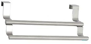 Angoily Double Towel Rack Stainless Steel Over Door and Cabinet Brushed Finish 2 Layer Hanger Non-Absorbent Tool-
