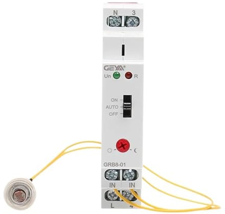 GRB8-01/02 Din Rail Twilight Switch Photoelectric Timer Light Sensor Relay AC110V-240V Auto ON Off (Size : GRB8-01 AC110-240V)