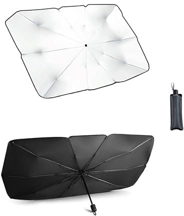 TEMPO DI SALDI Ombrello Parasole Auto Parabrezza Interno Pieghevole 130 x 75 x 1 cm, Protezione Raggi UV, Copri Parabrezza Auto Universale e Proteggi Cruscotto