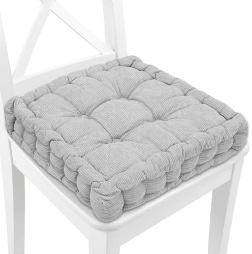 Amazinggirl Stuhlkissen 40x40 cm Sitzkissen - Sitzpolster für Stuhl Boxkissen Sitzauflage Matratzenkissen Sesselkissen Hellgrau