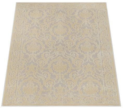 Belle Arti Luxus 3D Teppich Wohnzimmer Schlafzimmer Esszimmer Farashe in Beige - Kurzflor rutschfest Seidenglanz 3D-Effekt 100% Viskose - Creme beige, 100x140 cm