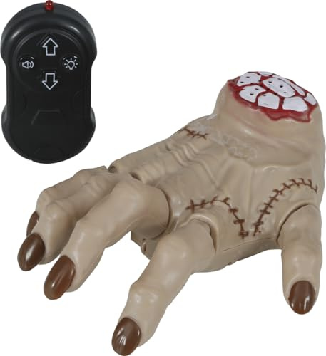 FIESTAS GUIRCA | Gående hand med fjärrkontroll (18 cm) - Halloween-dekoration och skrämmande rekvisita för läskiga fester och fester - perfekt för läskiga miljöer - beige