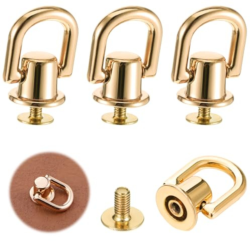 4 anelli a D per borse, resistenti e girevoli a 360°, rivetti a sfera con vite a perno e borsette, accessori per kit di conversione a tracolla, cinghie in pelle fai da te, collare per cani (oro)