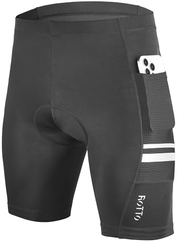 ROTTO Cuissard Cycliste pour Homme avec Rembourrage en Gel, Pantalon de Cyclisme Respirant avec Poches | pour vélo de Course, VTT, BMX