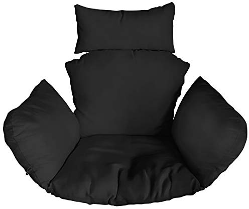 Ferocity Suspendu Hamac Chaise Coussins XXL, Imperméable Siège de Chaise Rembourrage pour Patio Jardin, Balançoire Panier Suspendu Coussin de Siege, Noir [114]