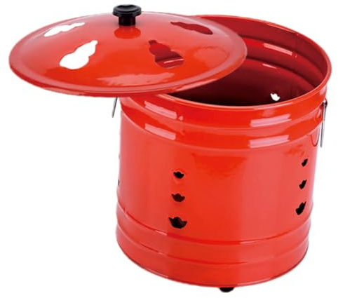 TOGEVAL Enamel Sacrifice Bucket Incinerator Burn Barrel with Stable Heat Insulation for Outdoor Home Use Durable Wear Resistant Enamel Burn Bin for Safe Bonfire and Fire Pit
