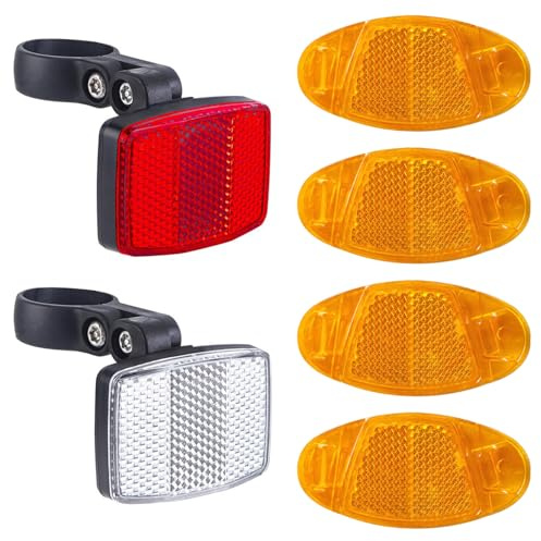 Xynovate Fahrrad Reflektoren Set Vorne Hinten, Orange Set Katzenaugen mit StVZO-Prüfzeichen Speichen Reflektor Reflector für Rennrad, MTB, E-Bike, Kinder Fahrrad [6er Set]