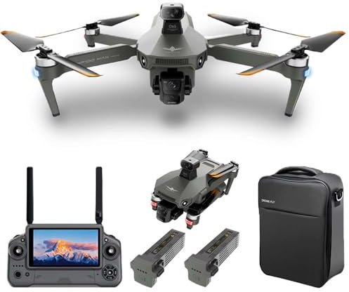 X-Verse KF100MAX Drone with 4K HD Camera EIS, RC Screen, 6KM Remote Control Distance, 3-Axis Gimbal, Avoid Obstacles in 4 Directions, Digital GPS Transmission Drones Quadcopter, 2 Batteries