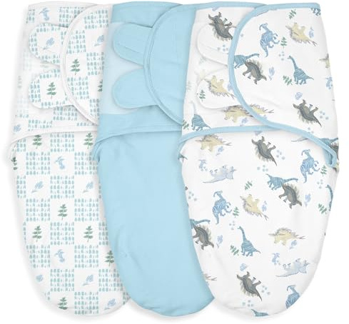 Soarwg Pañuelos ajustables para bebé, de 0 a 3 meses, paquete de 3 unidades, algodón transpirable, certificado Öko-Tex, unisex, equipamiento inicial para bebés (dinosaurio tropical)