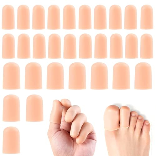 ZHITENG 30 Pièces Protege Orteil Silicone, Couleur Chair Protege Orteil, Imperméable Capuchons D'orteils pour Gros et Moyen, Protection Contre les Ampoules, les Cors et Marteau, pour Femmes Hommes