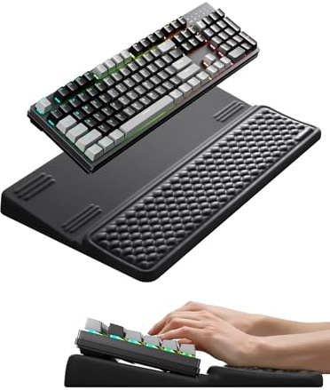 Vaydeer Keyboard Stand with Wrist Rest, Memory Foam, Black | Memory Foam Support, Non-Slip Base, Lycra Surface, Adjustable Tilt, For Keyboard, Mouse and Desk Use