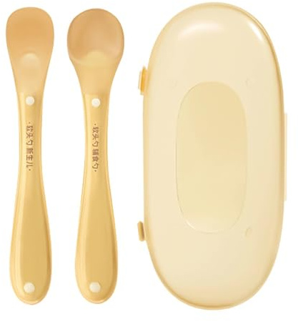 Cuchara De Silicona 2 Piezas Pequeños Utensilios De Alimenticio Con Estuche | Cucharas De Cocina De Silicona para destete, comer, dentición, guardería, líquidos, purés y