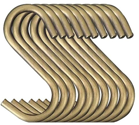 TOPIND 20 Pieces S Shaped Hooks Hanging Hooks Chrome and Bronze Plated for Jewelry Gardening Tools for Plants, S Hooks Kitchen Pot Pan Hanger Clothes Storage Rack (Bronze)
