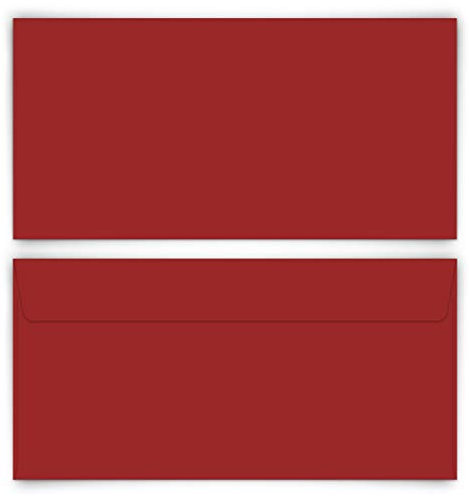 100 x Briefumschläge DIN Lang mit Selbstklebestreifen ohne Fenster - Rot