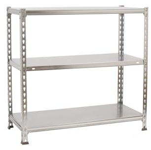Simon Rack Estanteria Almacenaje, 90x110x40 cm, (Al x An x Lr), Estanteria Metalica, 3 Alturas, 60 kg de Punto Flexión, Acero Galvanizado, Blanco - Ecoclick