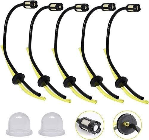AFASOES 5 Stück Benzinfilter Kit Benzinschlauch Dichtung Benzinschläuchen Schlauch für Benzin mit Filter und Ampullen Ersatzteile für Freischneider Trimmer Mower Motorsense Heckenschere Hochentaster